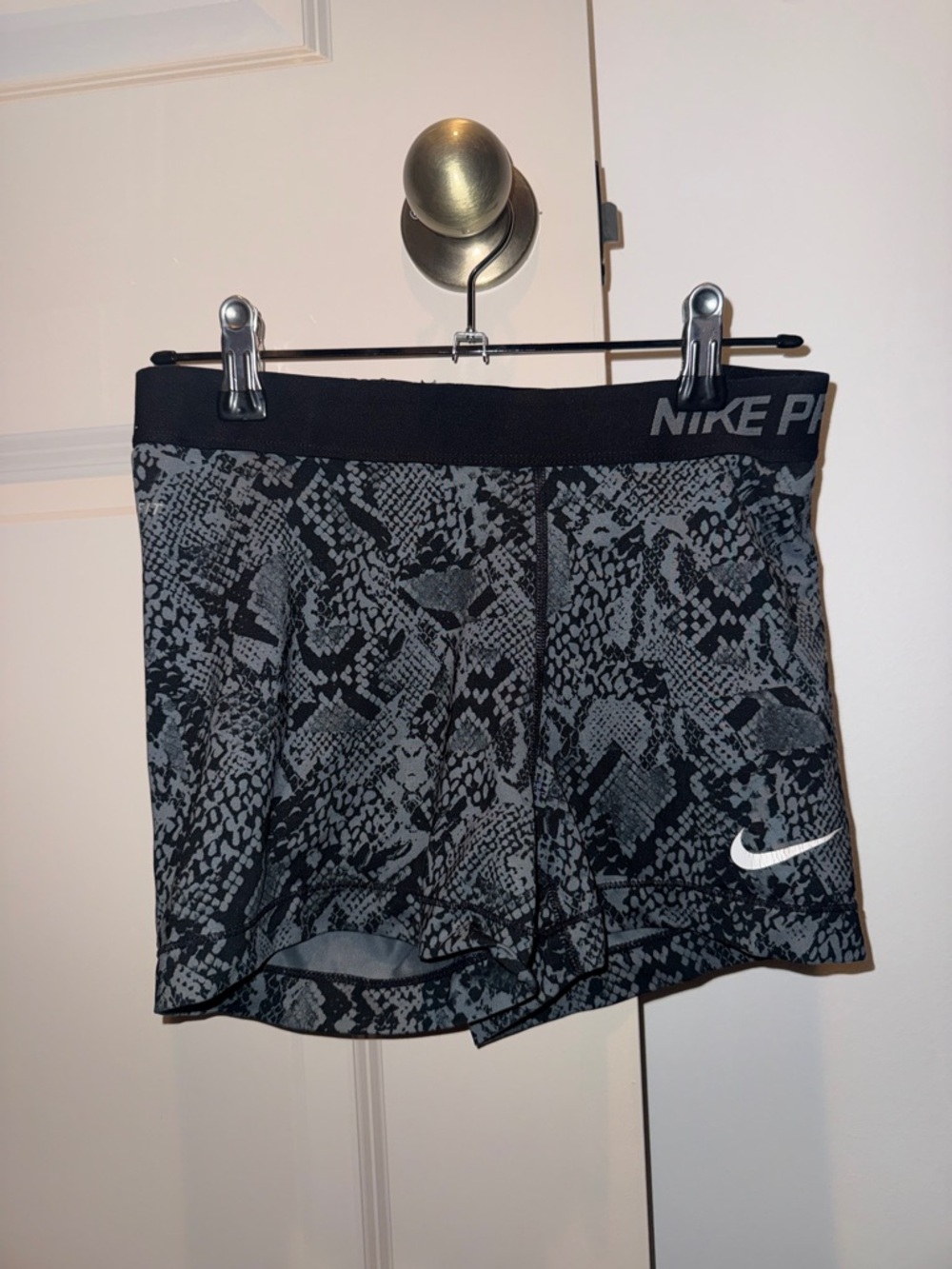 Nike Black and Gray Snake-Print Athletic Shorts